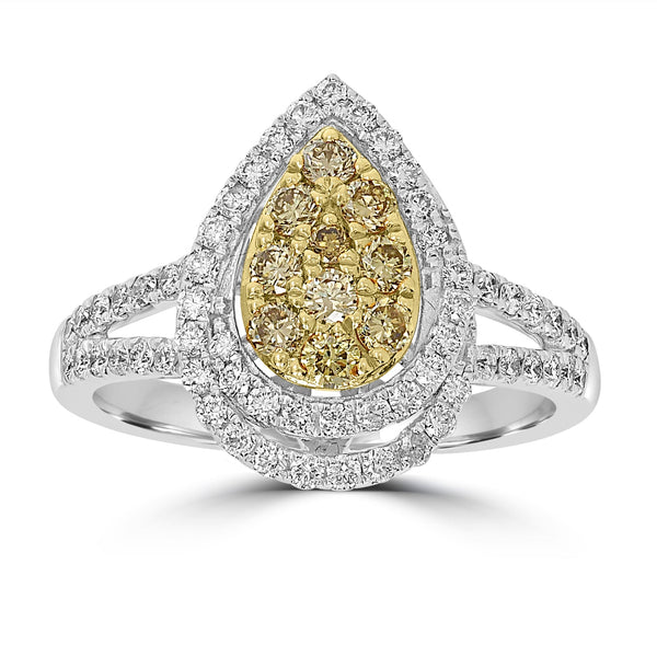 0.4ct  Green Diamond Rings with 0.54tct Diamond set in 14KW & 22KY  Two Tone Gold