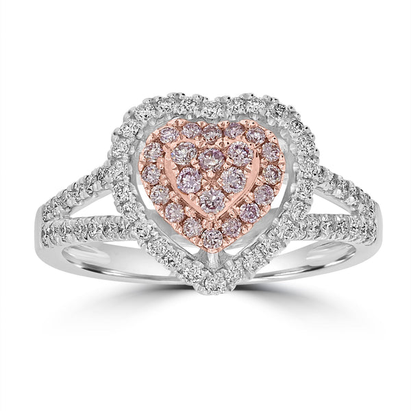 0.24ct  Pink Diamond Rings with 0.44tct Diamond set in 14K White Gold
