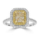 1.02ct  Yellow Diamond Rings with 0.51tct Diamond set in 18K Two Tone Gold