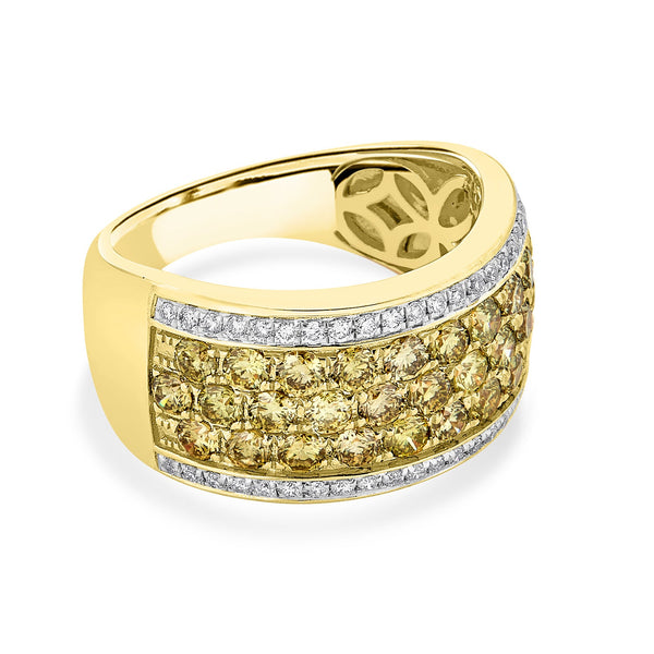 1.59Tct Yellow Diamond Ring With 0.23Tct Diamonds Set In 14Kt Yellow Gold