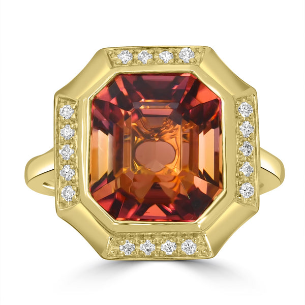 8.53ct Tourmaline Rings with 0.13tct Diamond set in 18K Yellow Gold