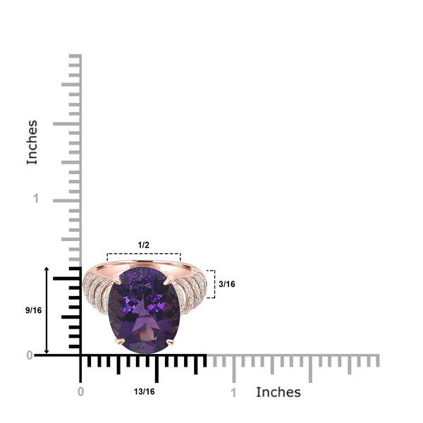 8.71ct  Amethyst Rings with 0.5tct Diamond set in 18K Yellow Gold