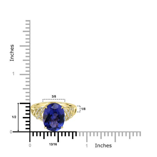 5.187ct Tanzanite Rings with 0.13tct Diamond set in 18K Yellow Gold