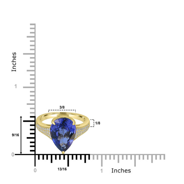 5.386ct Tanzanite Rings with 0.212tct Diamond set in 18K Yellow Gold