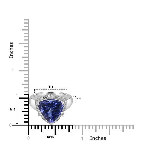6.035ct Tanzanite Rings with 0.125tct Diamond set in 18K White Gold