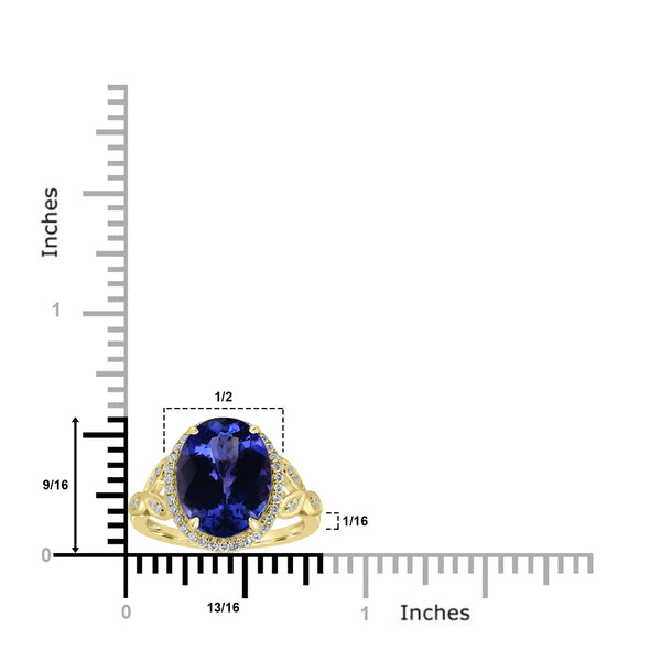 6.19ct Tanzanite Rings with 0.274tct Diamond set in 18K Yellow Gold