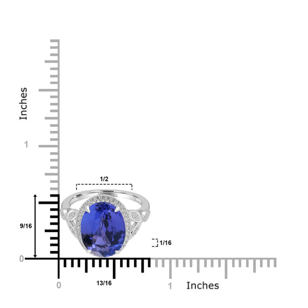 5.668ct Tanzanite Rings with 0.268tct Diamond set in 18K White Gold