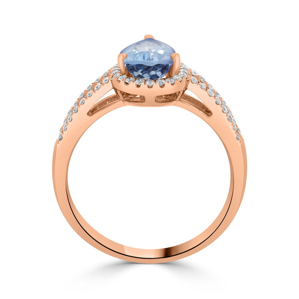 1.22 Aquamarine Rings with 0.28tct Diamond set in 14K Rose Gold