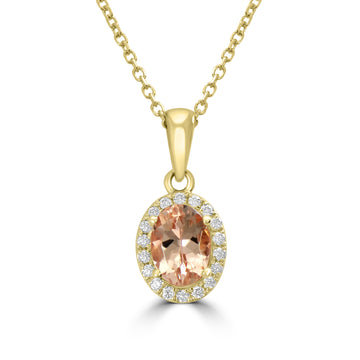 0.95ct Morganite Pendants with 0.11tct Diamond set in 14K Rose Gold