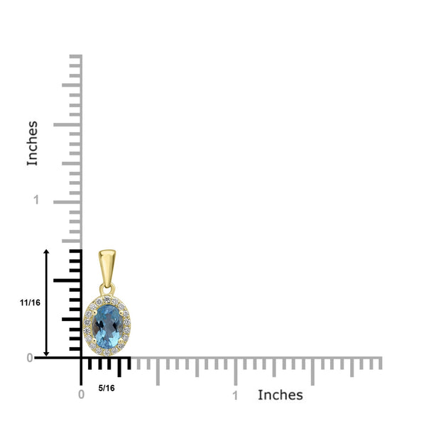 0.74ct Aquamarine Pendants with 0.13tct Diamond set in 18K Yellow Gold
