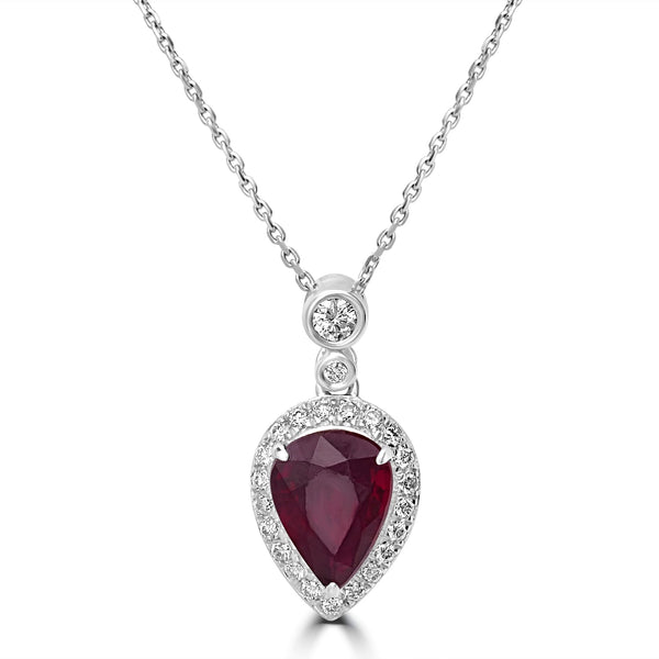 0.65ct   Ruby Pendants with 0.11tct Diamond set in 18K White Gold