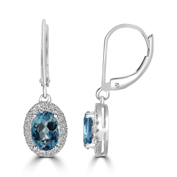 1.26ct Aquamarine Earrings with 0.26tct Diamond set in 14K White Gold
