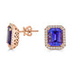 6.19tct Tanzanite Stud Earrings with 0.52tct diamonds set in 14K rose gold