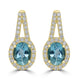 2.18ct  Aquamarine Earrings with 0.63tct Diamond set in 14K Yellow Gold