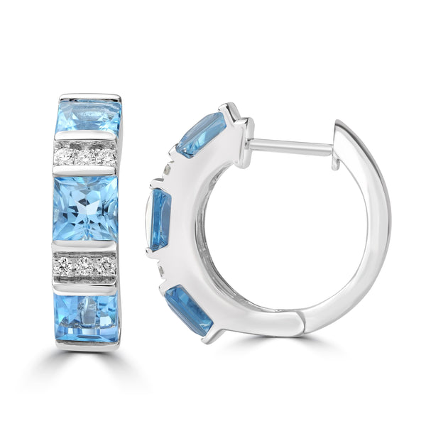 2.49ct Aquamarine Earrings with 0.10tct Diamond set in 18K White Gold