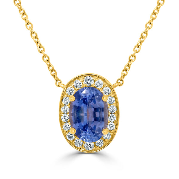 1.70ct Sapphire Necklaces with 0.16tct diamonds set in 14KT yellow gold