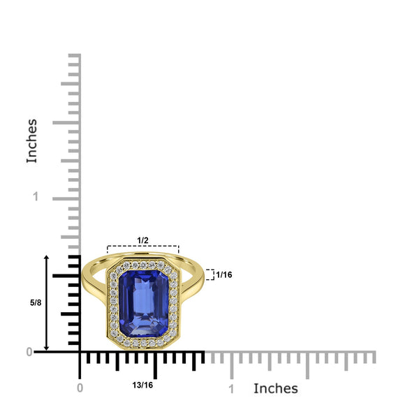 3.394ct Tanzanite Rings with 0.221tct Diamond set in 18K Yellow Gold