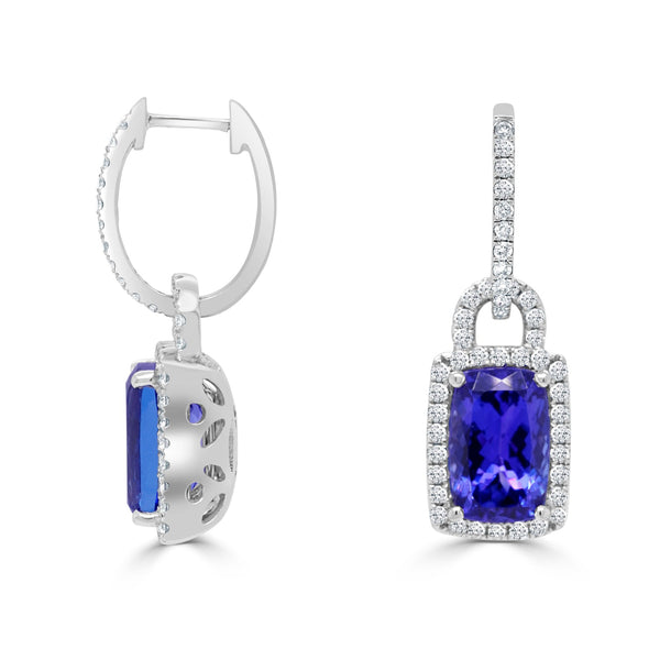8.48tct Tanzanite Earring with 0.91tct Diamonds set in 14K White Gold