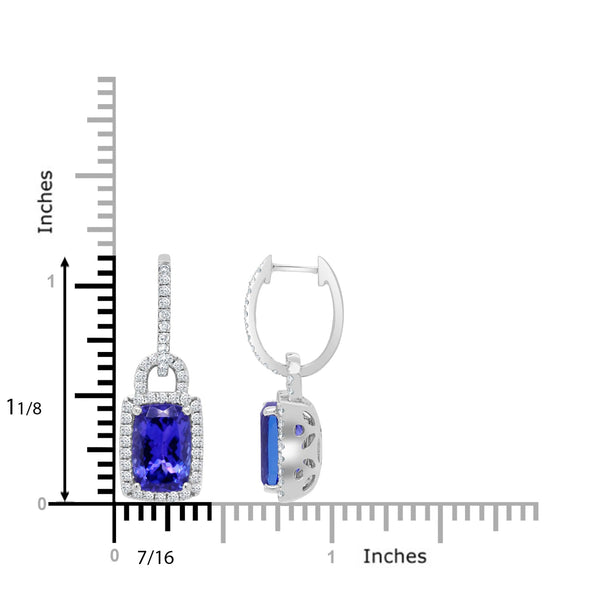 8.48tct Tanzanite Earring with 0.91tct Diamonds set in 14K White Gold