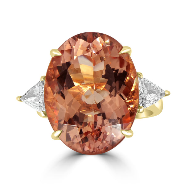 16.97ct Morganite Rings with 0.59tct Diamond set in 18K Rose Gold