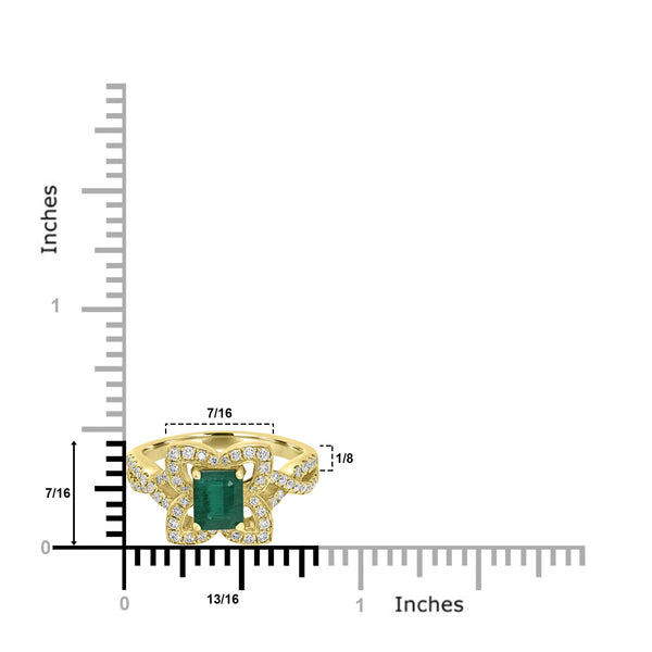 1.05ct   Emerald Rings with 0.42tct Diamond set in 14K Yellow Gold