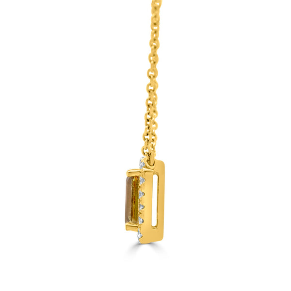 1.02ct Demantoid Garnet Necklace with 0.36tct Diamonds set in 14K Yellow Gold