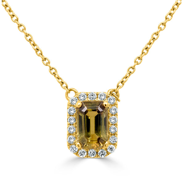 1.02ct Demantoid Garnet Necklace with 0.36tct Diamonds set in 14K Yellow Gold