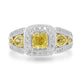 0.76ct Yellow Diamond Rings with 0.79tct Diamond set in 18K White Gold