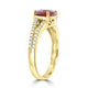 1.77ct Rubellite ring with 0.23tct diamonds set in 14kt yellow gold