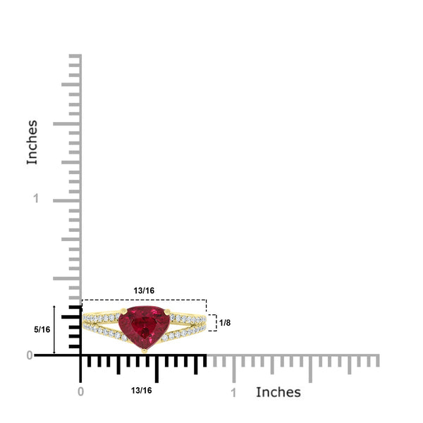 1.77ct Rubelite ring with 0.23tct diamonds set in 14kt yellow gold