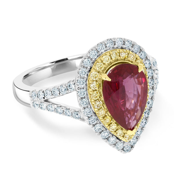2.06Ct Ruby Ring With 0.52Tct Diamonds Set In 18K Two Tone Gold