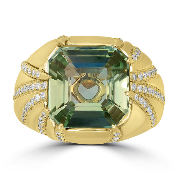 8.56ct Tourmaline Rings with 0.5tct Diamond set in 18K Yellow Gold