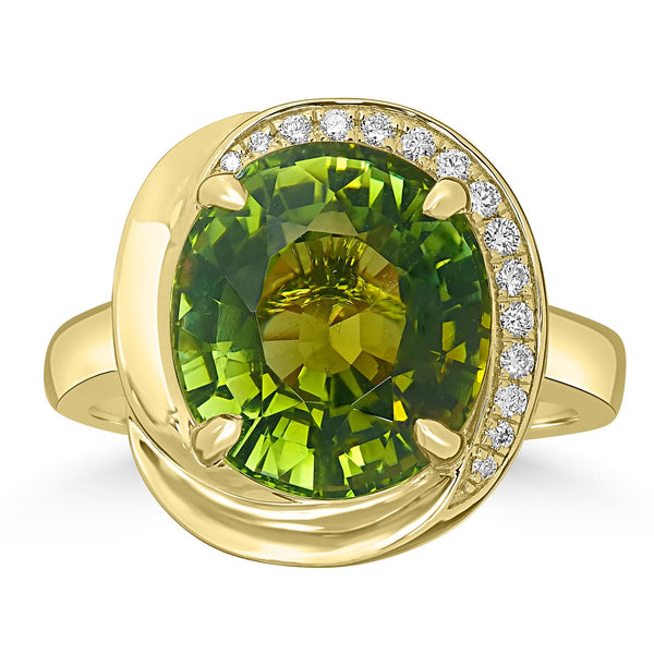 7.64ct Tourmaline Rings with 0.11tct Diamond set in 18K Yellow Gold