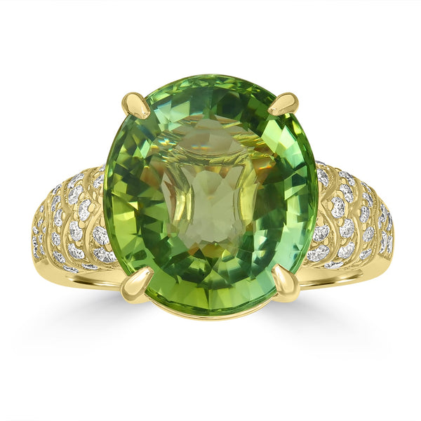 9.71ct Tourmaline Rings with 0.46tct Diamond set in 18K Yellow Gold