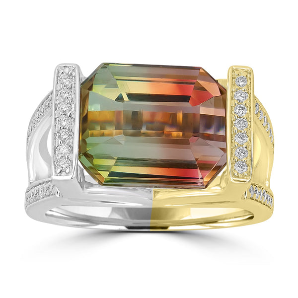 11.15ct Tourmaline Rings with 0.27tct Diamond set in 18K Two Tone Gold