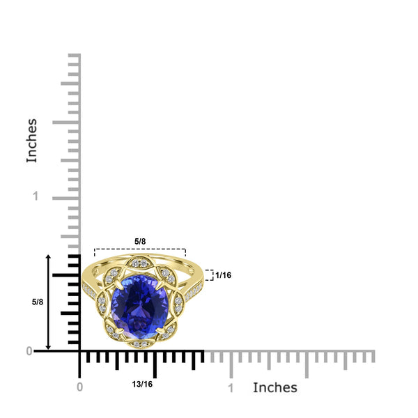 4.794ct Tanzanite Rings with 0.21tct Diamond set in 18K Yellow Gold