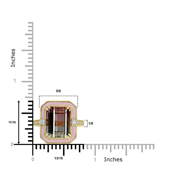 7.89ct Tourmaline Rings with 0.2tct Diamond set in 18K Yellow Gold