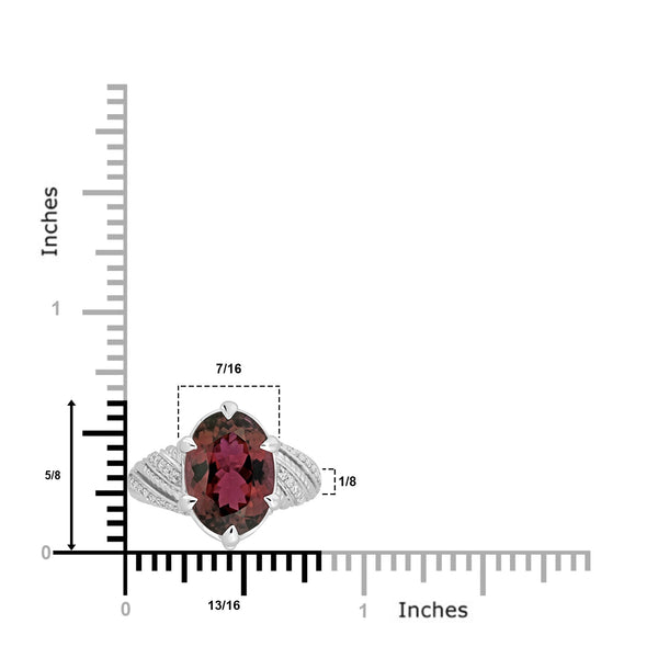 6.60ct Tourmaline Rings with 0.21tct Diamond set in 18K White Gold