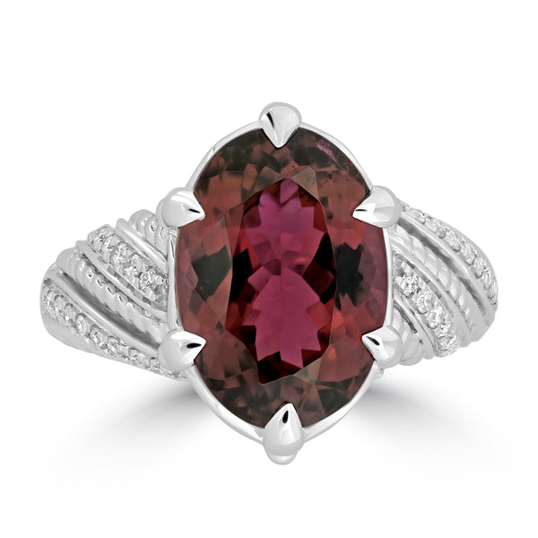 6.599ct Tourmaline Rings with 0.21tct Diamond set in 18K White Gold