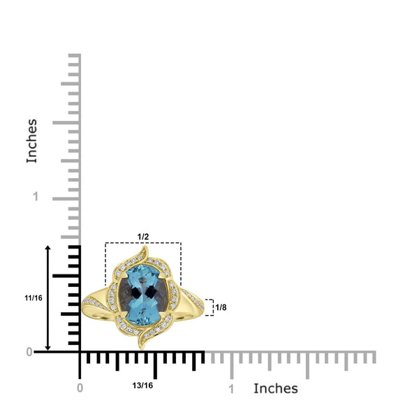 2.584ct Aquamarine Rings with 0.2tct Diamond set in 18K Yellow Gold