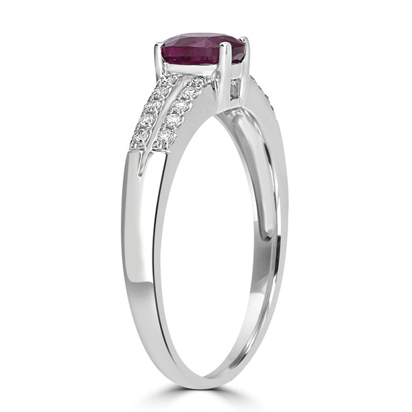 0.69ct   Ruby Rings with 0.13tct Diamond set in 14K White Gold