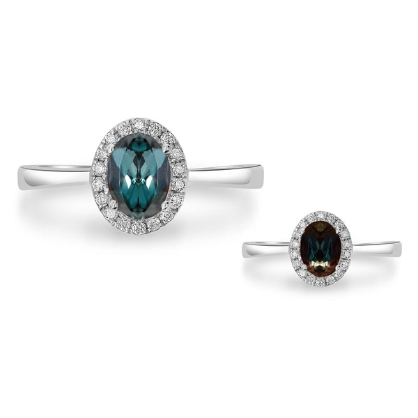 1ct Alexandrite Rings with 0.11tct Diamond set in 18K White Gold