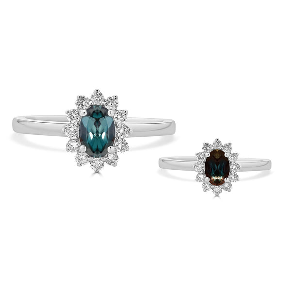 0.9ct Alexandrite Rings with 0.25tct Diamond set in 18K White Gold