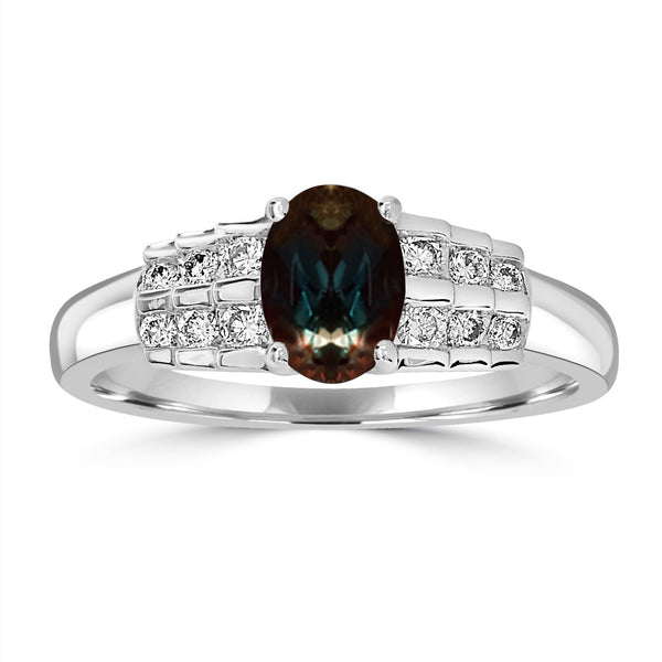 1ct Alexandrite Rings with 0.05tct Diamond set in 18K White Gold