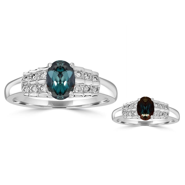 1ct Alexandrite Rings with 0.05tct Diamond set in 18K White Gold