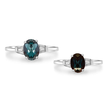 1ct Alexandrite Rings with 0.1tct Diamond set in 18K White Gold