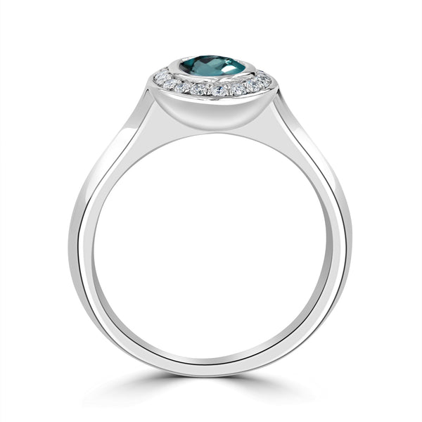 1ct Alexandrite Rings with 0.14tct Diamond set in 18K White Gold