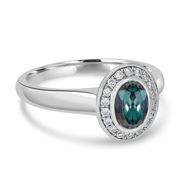 1ct Alexandrite Rings with 0.14tct Diamond set in 18K White Gold