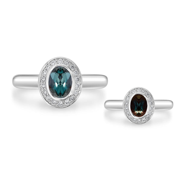 1ct Alexandrite Rings with 0.14tct Diamond set in 18K White Gold