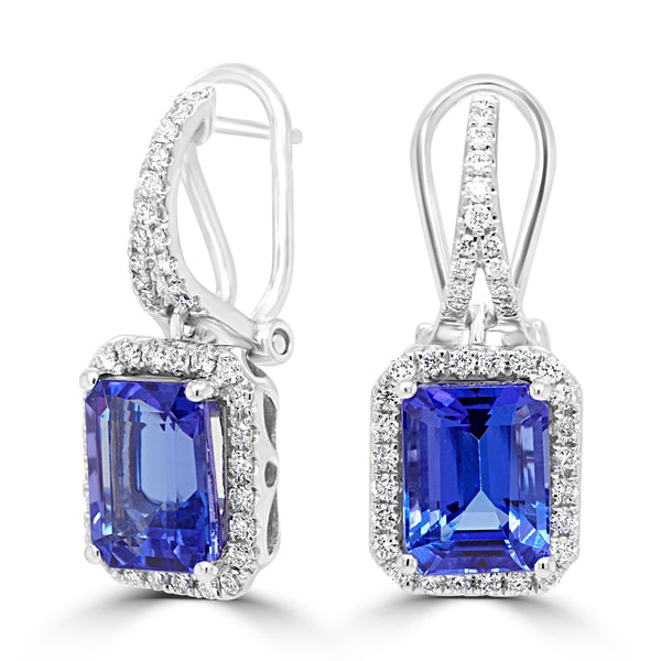 5.32ct Tanzanite Earring with 0.56ct Diamonds set in 14K White Gold